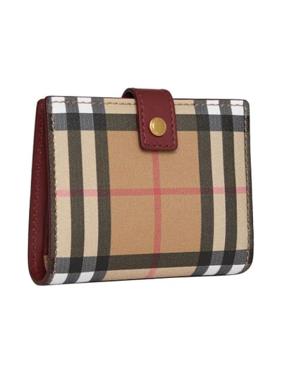 Shop Burberry House Check Wallet In Red ,multicolour