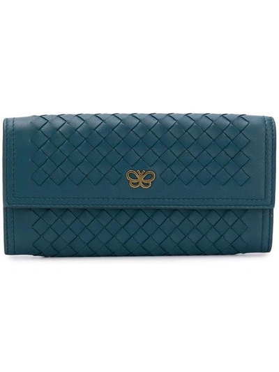 Shop Bottega Veneta Intrecciato French Wallet In Blue