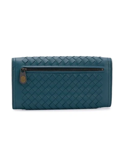 Shop Bottega Veneta Intrecciato French Wallet In Blue