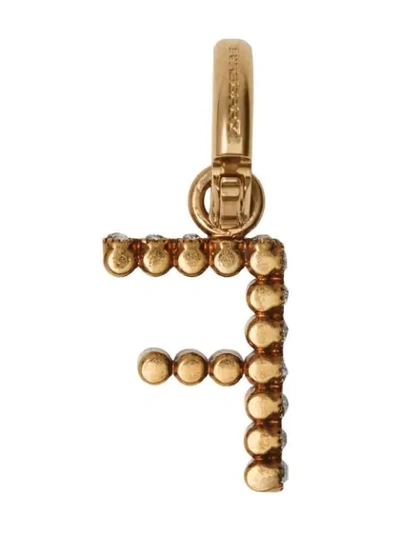 Shop Burberry Crystal ‘f' Alphabet Charm In Gold