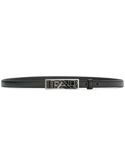 Shop Prada Logo Belt In Black