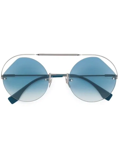Shop Fendi Ribbons & Crystals Sunglasses In Silver