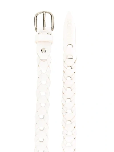 Shop Marios Woven Buckle Belt - White