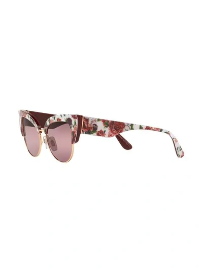 Shop Dolce & Gabbana Cat-eye Floral Sunglasses In White