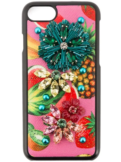 Shop Dolce & Gabbana Tropical Fruit Embellished Iphone 6 Case In Black