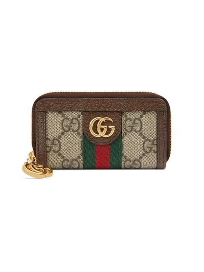 Shop Gucci Ophidia Gg Key Case In Brown