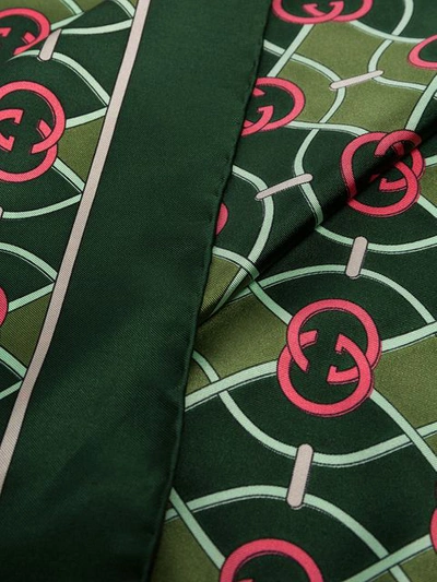 Shop Gucci Interlocking G Rhombus Print Scarf In Green