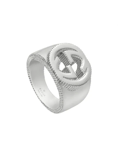 Shop Gucci Interlocking G Ring In Silver