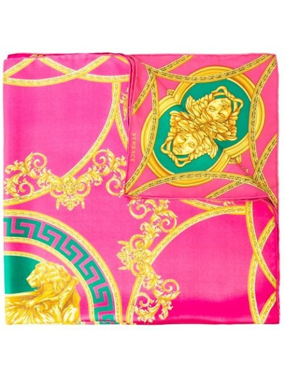 Shop Versace Medusa Print Foulard In Pink