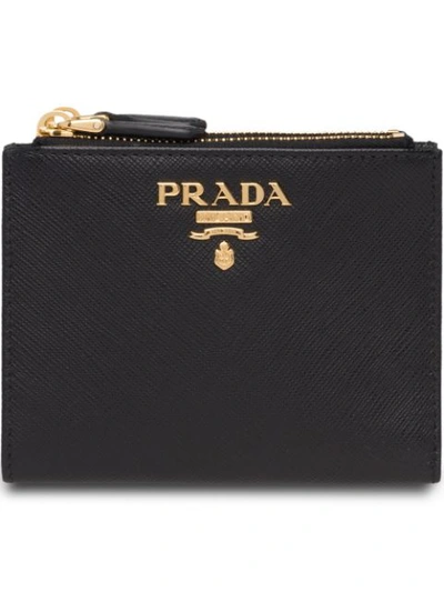 Shop Prada Small Saffiano Leather Wallet In Black