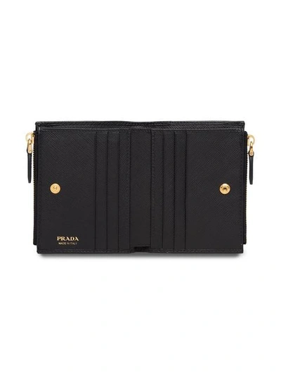 Shop Prada Small Saffiano Leather Wallet In Black