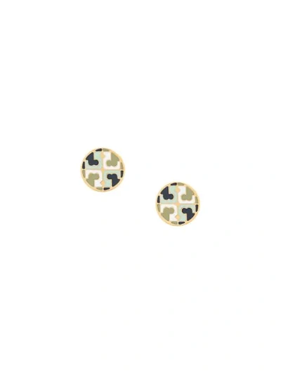 TORY BURCH LOGO CIRCLE STUD EARRINGS - 金色