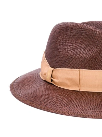 Shop Borsalino Narrow Brim Straw Hat In Brown