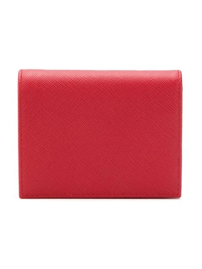 Shop Prada Logo Plaque Wallet - Red