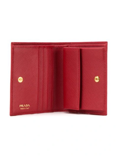 Shop Prada Logo Plaque Wallet - Red