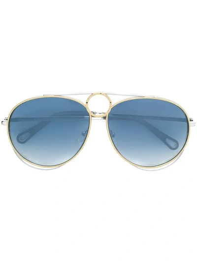 Shop Chloé Round Frame Sunglasses In Metallic
