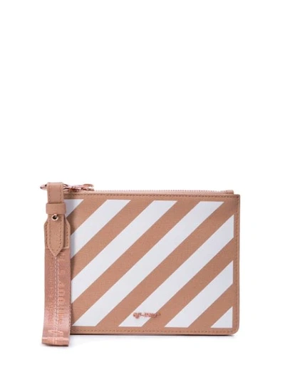 Shop Off-white Nude And White Diag Pouch In Brown