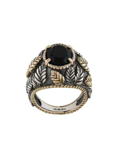 Shop Ugo Cacciatori Onyx Set Ring In Metallic ,black
