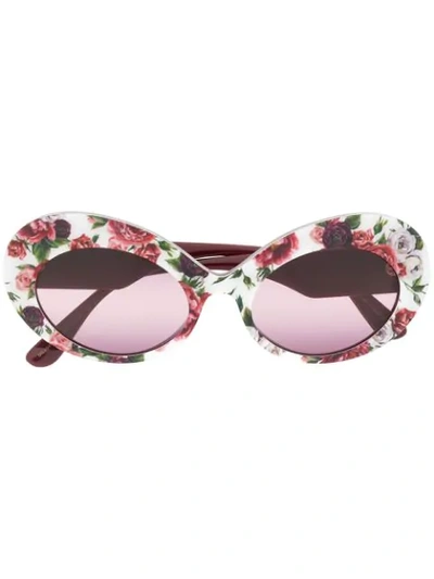 Shop Dolce & Gabbana Floral Blooms Print Sunglasses In Pink