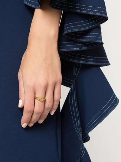 Shop Meadowlark Heart Signet Ring In Metallic