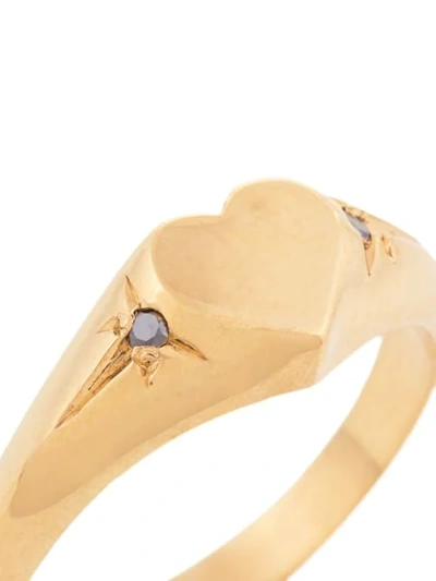 Shop Meadowlark Heart Signet Ring In Metallic