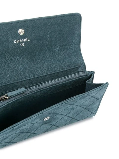 Pre-owned Chanel 2012-2013 Quilted Cc Logos Bifold Purse In Blue