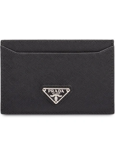 Shop Prada Logo Cardholder Wallet - Black