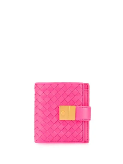 Shop Bottega Veneta Intrecciato Weave French Wallet In Pink