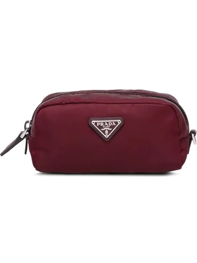Shop Prada Fabric Cosmetic Bag In Red