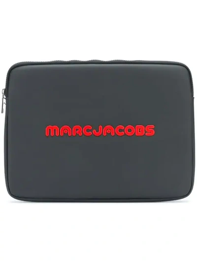 Shop Marc Jacobs Logo Print Laptop Case - Black