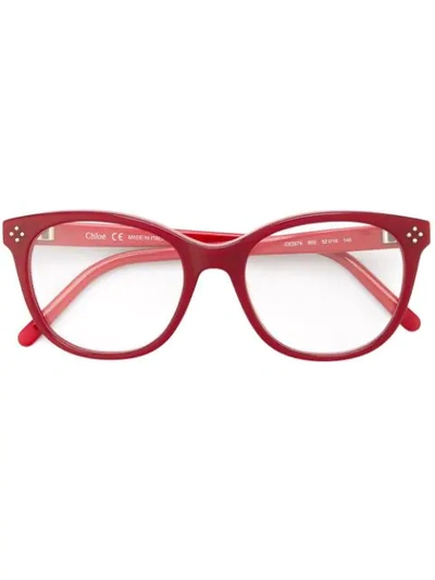Shop Chloé Oval Glasses In Red
