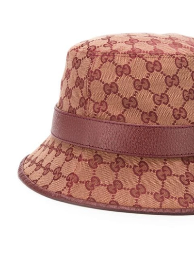 Shop Gucci Gg Motif Bucket Hat In Red