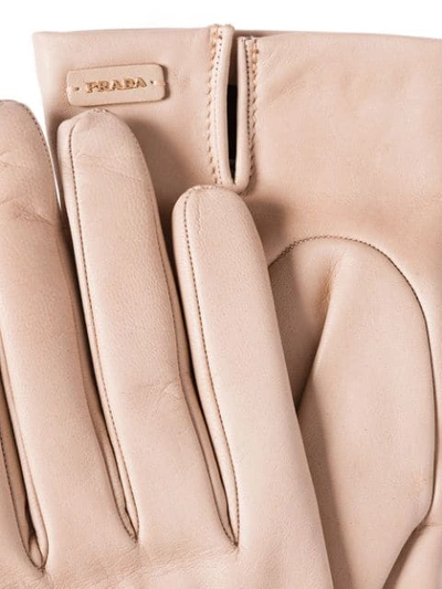 Shop Prada Logo-plaque Slip-on Gloves In Pink