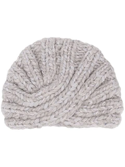Shop Eugenia Kim Fitted Knitted Hat In Grey