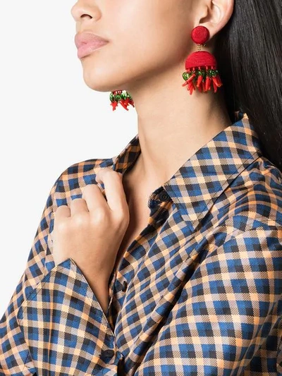 Shop Rebecca De Ravenel Drop Bead Earrings In Red