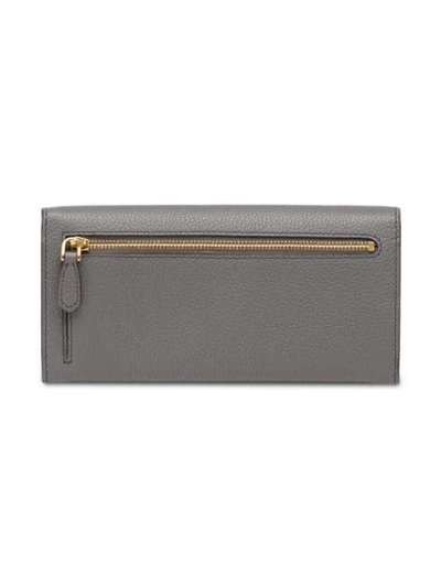 Shop Prada Logo-plaque Continental Wallet In Grey