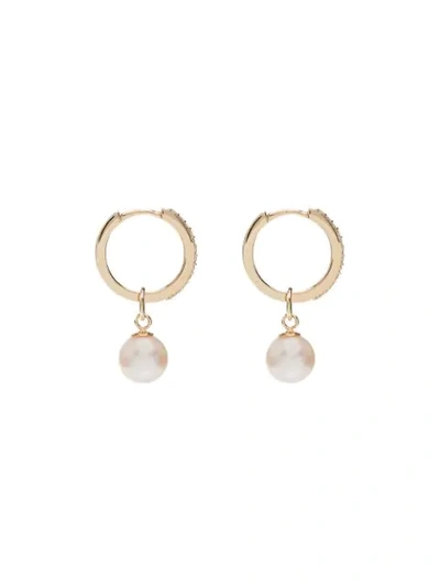 Shop Mateo Pearl Drop Diamond Earrings In Gold
