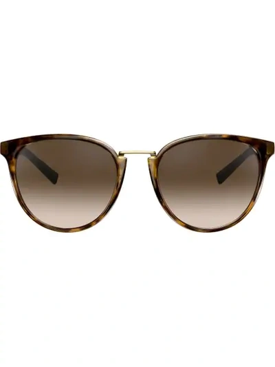 Shop Versace Round Frame Sunglasses In Brown