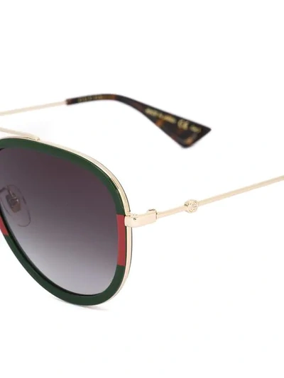 Shop Gucci Web Frame Aviator Sunglasses In Metallic