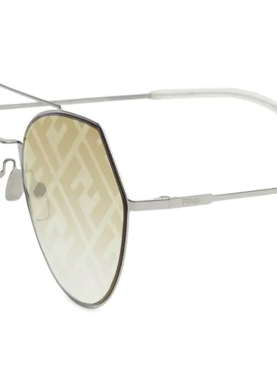 Shop Fendi Eyewear Monogram Sunglasses - Silver