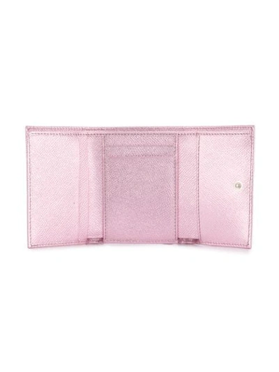 Shop Dolce & Gabbana Metallic Foldover Wallet In Pink ,metallic