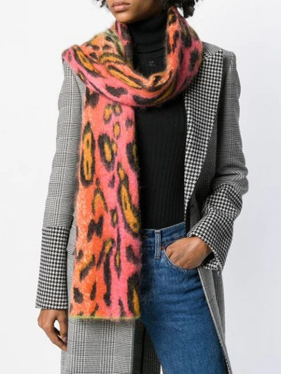 Shop Stella Mccartney Leopard Print Scarf - Pink