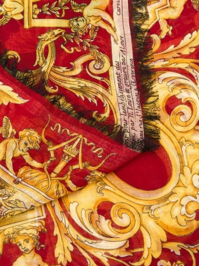 Shop Versace Barocco Print Scarf In Red