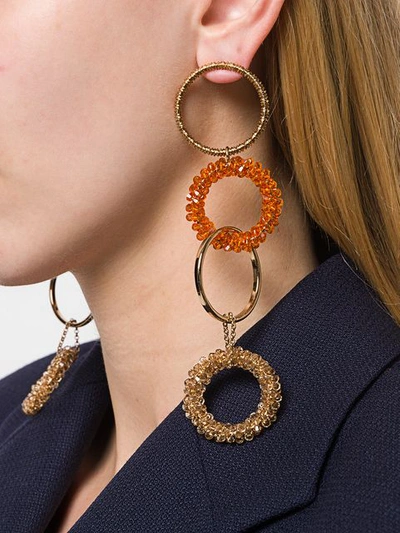 Shop Jacquemus Linked Hoop Drop Earrings In Gold