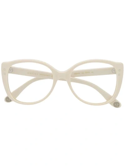 Shop Gucci Oversized Cat-eye Frame Glasses In White