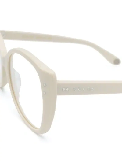 Shop Gucci Oversized Cat-eye Frame Glasses In White
