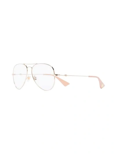 Shop Gucci Aviator Glasses In Gold