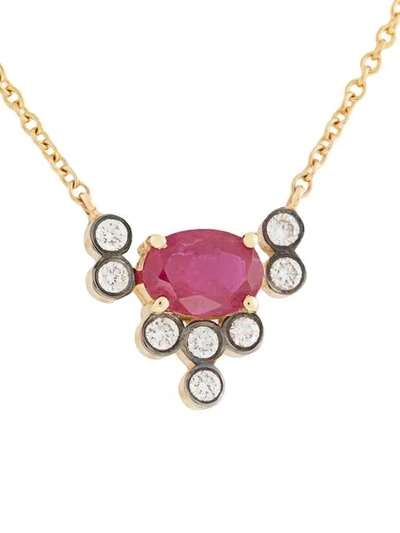 Shop Yannis Sergakis Black Diamond And Ruby Pendant Necklace In Red