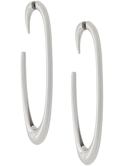 Shop Saint Laurent Semi Hoop Earrings In 8126 Silver