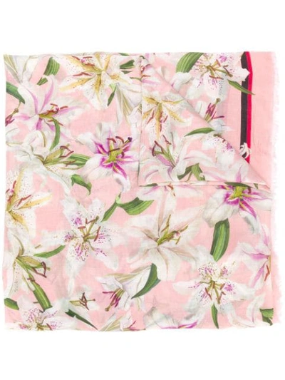 Shop Dolce & Gabbana Floral Lightweight Scarf In Pink